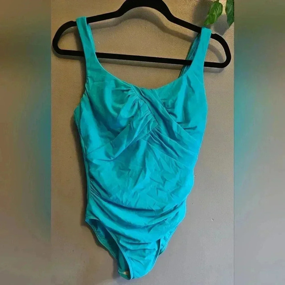 COPY - Lands' End 12 DD-Cup SlenderSuit One-Piece Swimsuit Tummy Control Turquoi - Picture 2 of 5